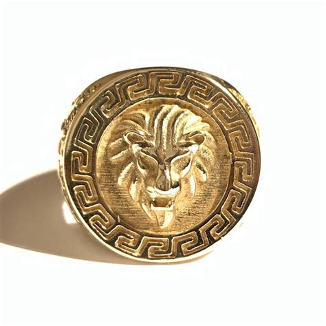 versace gold lion ring|Versace 18k gold ring.